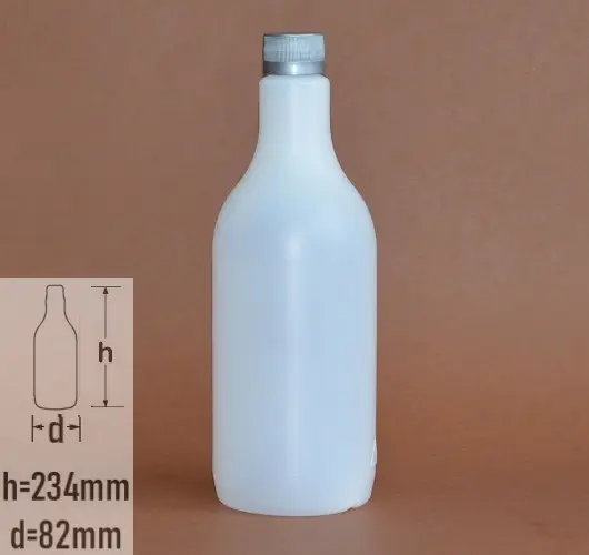 Sticla plastic 750ml culoare semitransparent cu capac cu autosigilare gri
